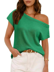 Women's Casual Off-the-Shoulder Knit Shirt