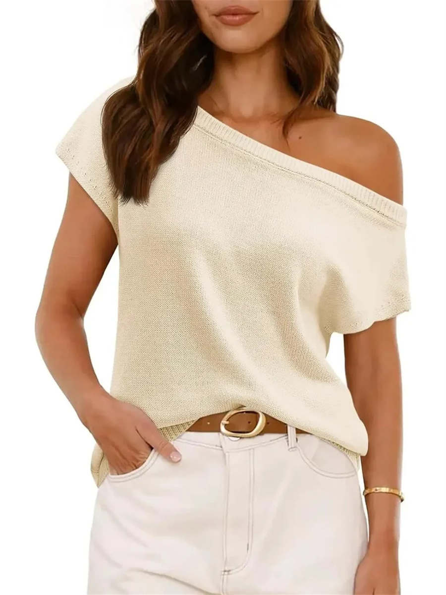 Women's Casual Off-the-Shoulder Knit Shirt