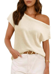 Women's Casual Off-the-Shoulder Knit Shirt