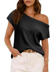 Women's Casual Off-the-Shoulder Knit Shirt