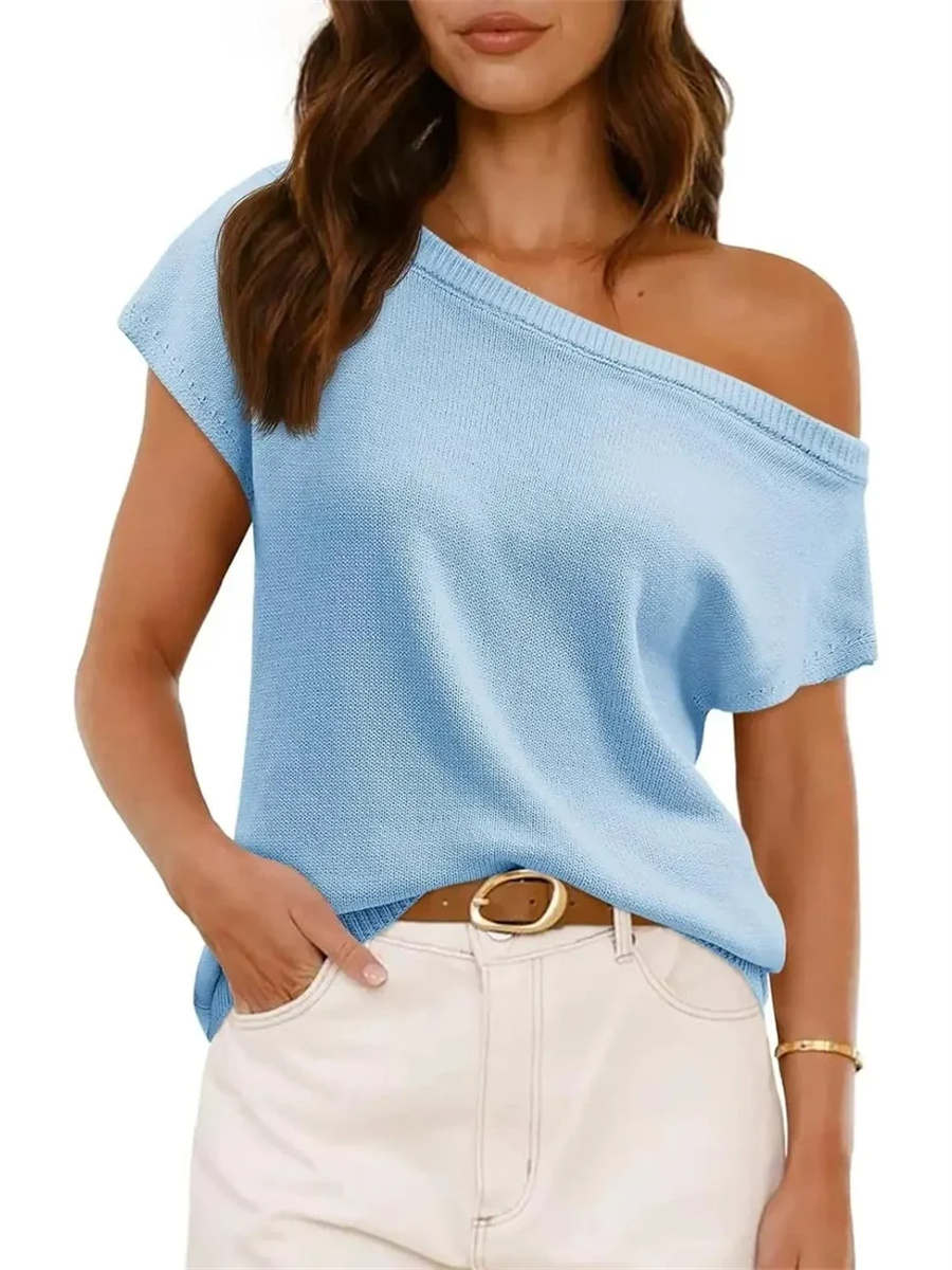Women's Casual Off-the-Shoulder Knit Shirt