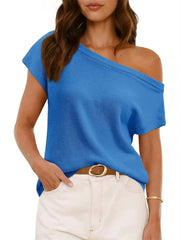 Women's Casual Off-the-Shoulder Knit Shirt