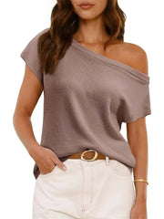 Women's Casual Off-the-Shoulder Knit Shirt