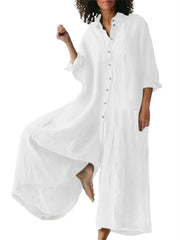 Women's Oversized Long Sleeve Shirt Wide Leg Jumpsuit