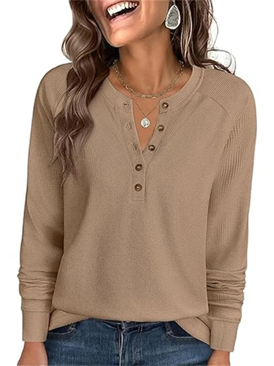 Women's Long Sleeve Waffle Knit Shirt