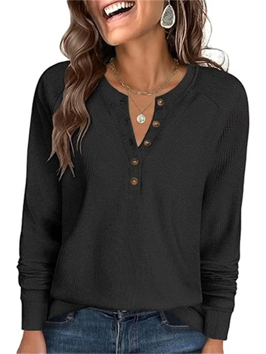 Women's Long Sleeve Waffle Knit Shirt
