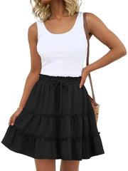 Women's Loose Fit Ruffle Tiered Skort
