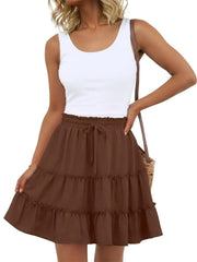 Women's Loose Fit Ruffle Tiered Skort