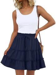 Women's Loose Fit Ruffle Tiered Skort