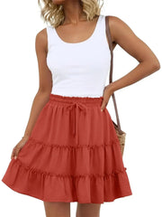 Women's Loose Fit Ruffle Tiered Skort