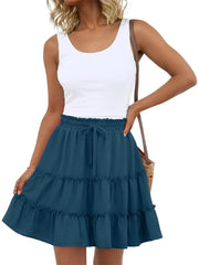 Women's Loose Fit Ruffle Tiered Skort