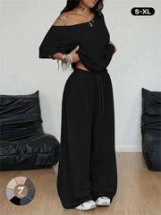Women's Off Shoulder Loungewear Two Piece Set