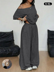 Women's Off Shoulder Loungewear Two Piece Set
