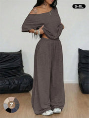 Women's Off Shoulder Loungewear Two Piece Set