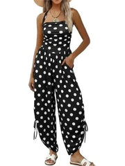 Women's Halter Ruched Wide Leg Jumpsuit