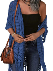 Women's Boho Fringe Crochet Long Cover Up