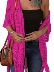 Women's Boho Fringe Crochet Long Cover Up