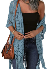 Women's Boho Fringe Crochet Long Cover Up
