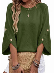 Women's Oversized 3/4 Sleeve Knit Pullover Top