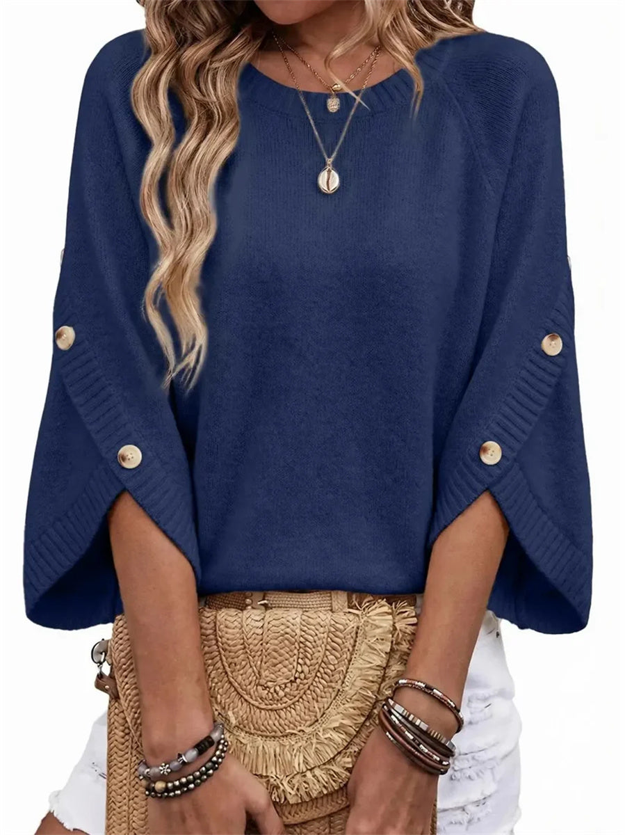 Women's Oversized 3/4 Sleeve Knit Pullover Top