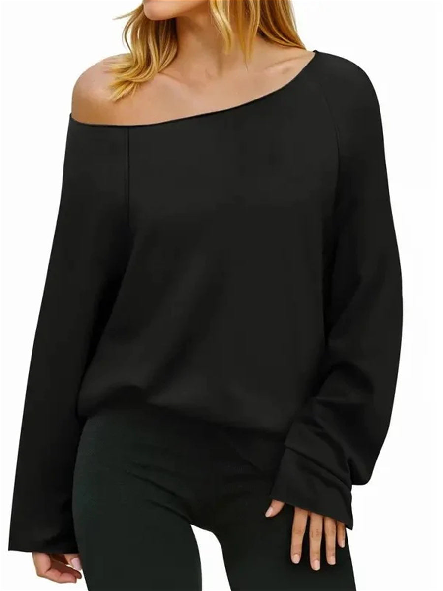 Women's Off Shoulder Loose Long Sleeve Top