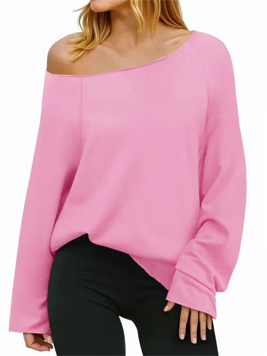 Women's Off Shoulder Loose Long Sleeve Top