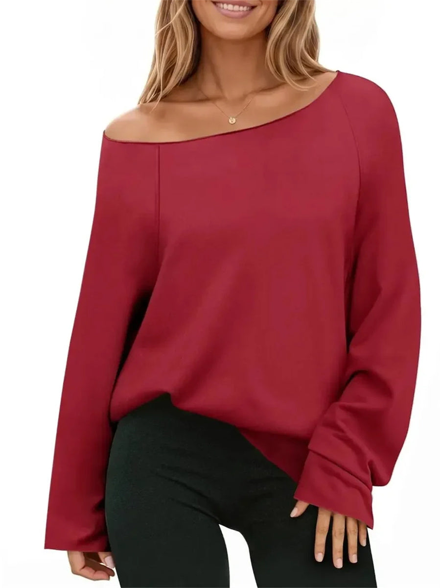 Women's Off Shoulder Loose Long Sleeve Top