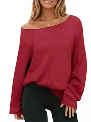 Women's Off Shoulder Loose Long Sleeve Top