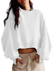Women's Oversized Batwing Long Sleeve Cropped Sweatshirt