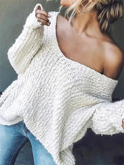 Women's Loose Off-the-Shoulder Long Sleeve Pullover Top