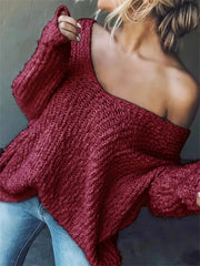 Women's Loose Off-the-Shoulder Long Sleeve Pullover Top
