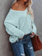 Women's Loose Off-the-Shoulder Long Sleeve Pullover Top