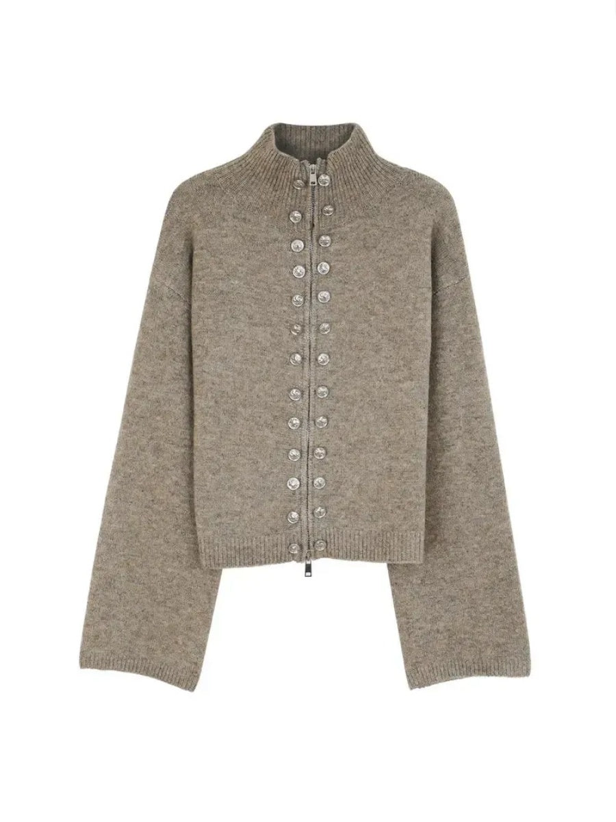 Women's Chic Knitted High Neck Cardigan