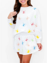 Women's Colorful Spider Long Sleeve Top & Skort Matching Outfit