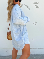 Women's Washed Denim Shirt Dress