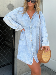 Women's Washed Denim Shirt Dress