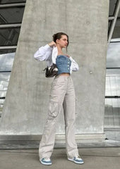 Adjustable Straight Fit Cargo Pants