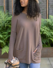 New  Long Sleeve Thumbhole Sweater Pocket Tunic