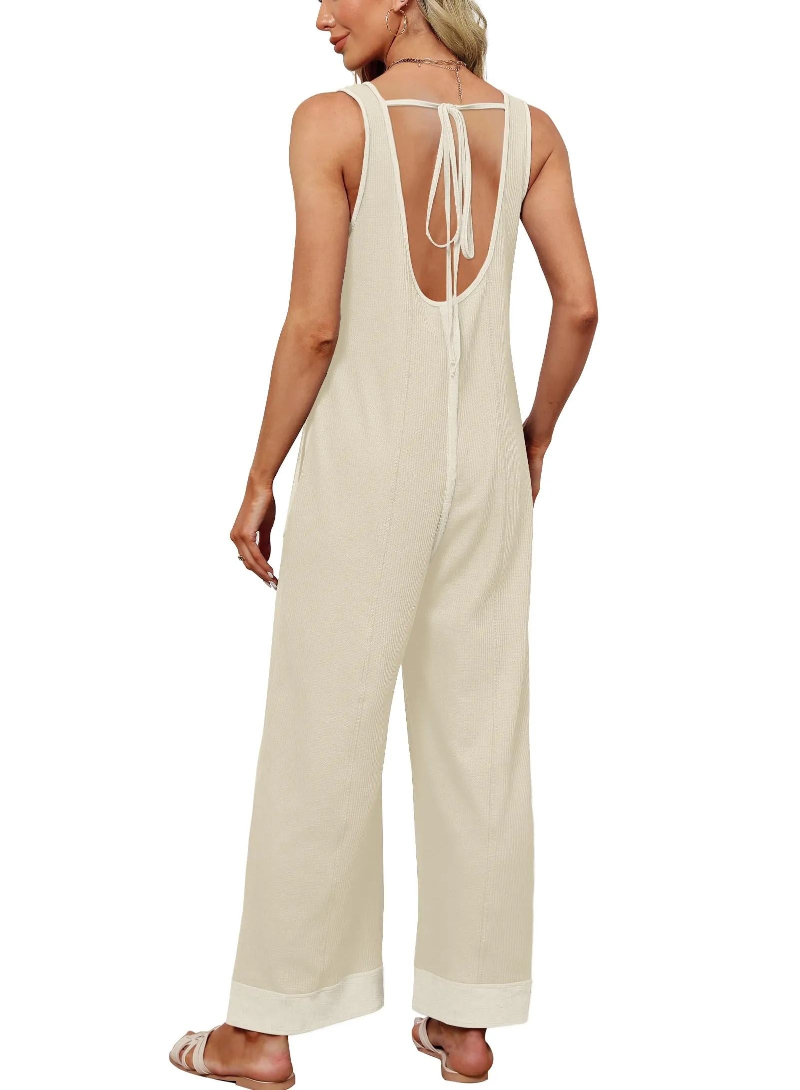 Women's Waffle Knit Wide Leg Jumpsuits
