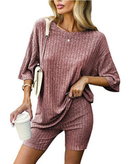 Women's Ribbed Summer Two Piece Lounge Set