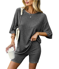 Women's Ribbed Summer Two Piece Lounge Set