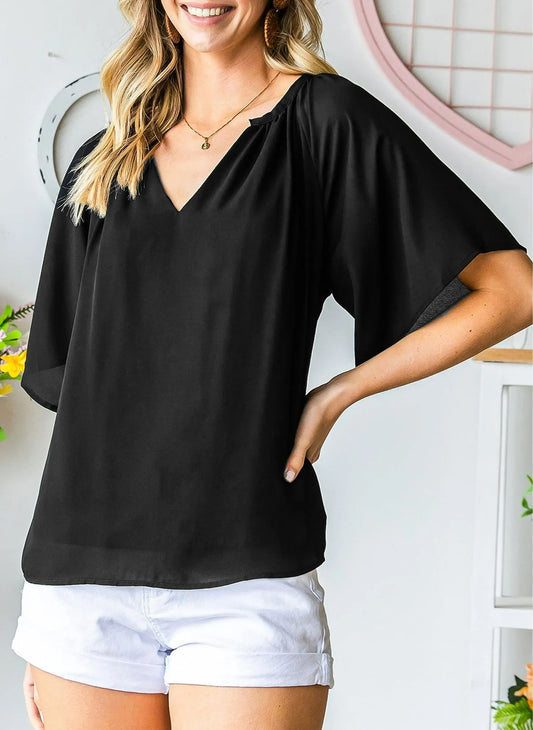 Women's Lightweight V Neck Flowy Blouse