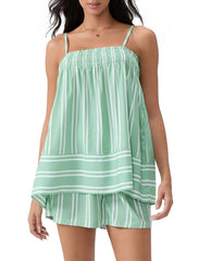 Women's Striped Tank Top and Shorts Two-Piece Set