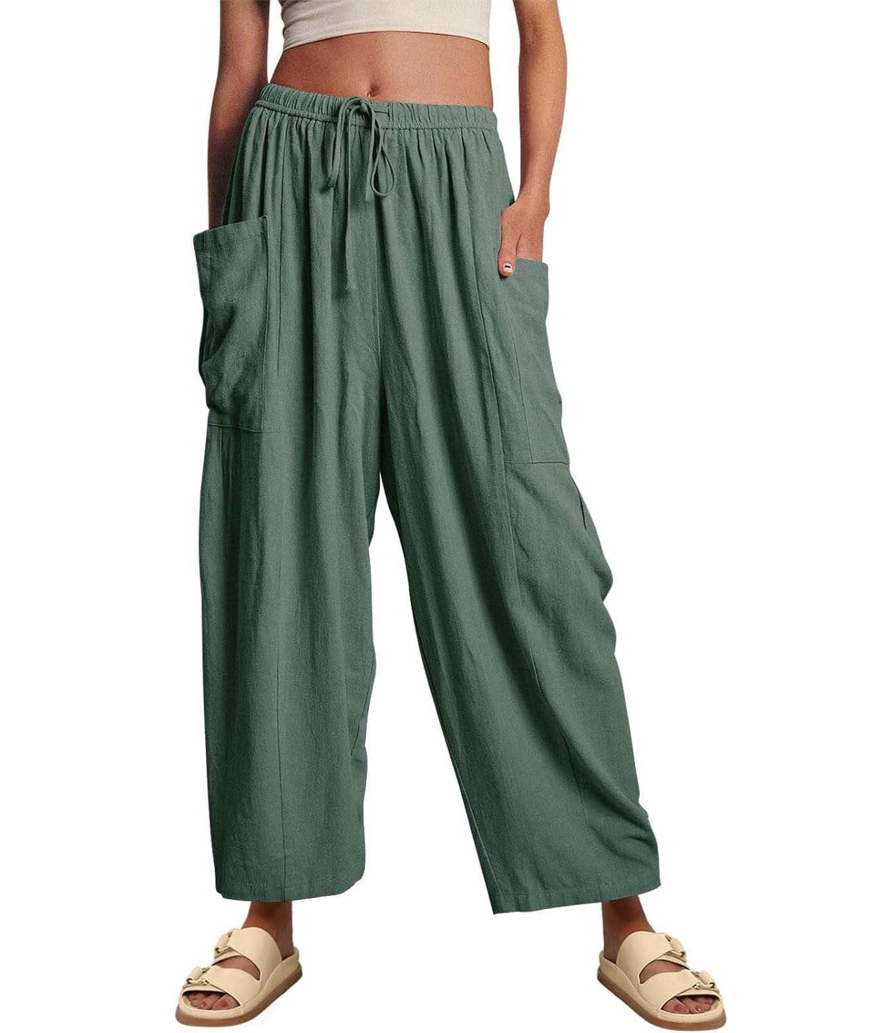 Women's Casual Linen Blend Palazzo Pants