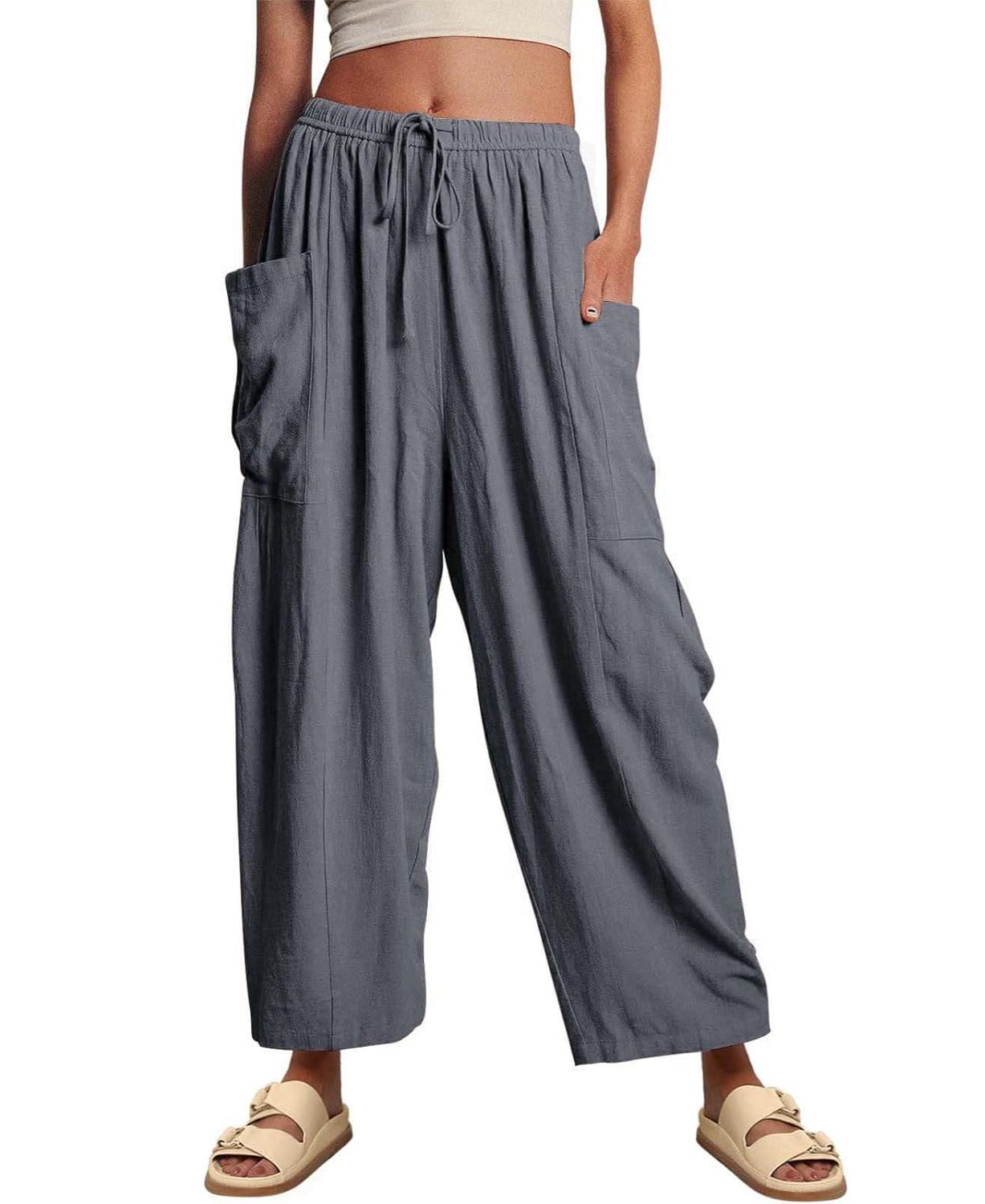 Women's Casual Linen Blend Palazzo Pants