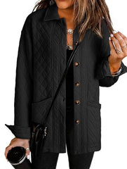 Women's  Casual Button Down Long Sleeve Quilted Jackets