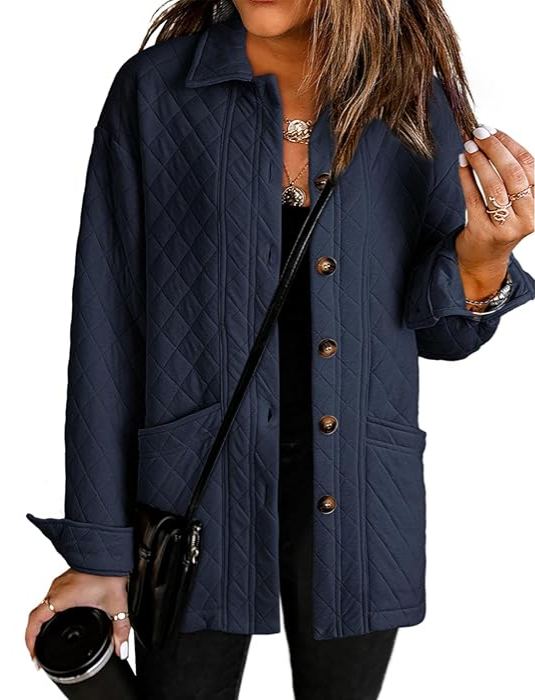 Women's  Casual Button Down Long Sleeve Quilted Jackets