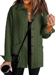 Women's  Casual Button Down Long Sleeve Quilted Jackets