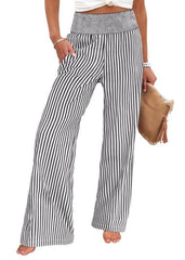 Women's High Waisted Striped Palazzo Pants