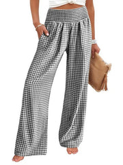 Women's Valentine's Gingham Wide-Leg Pants